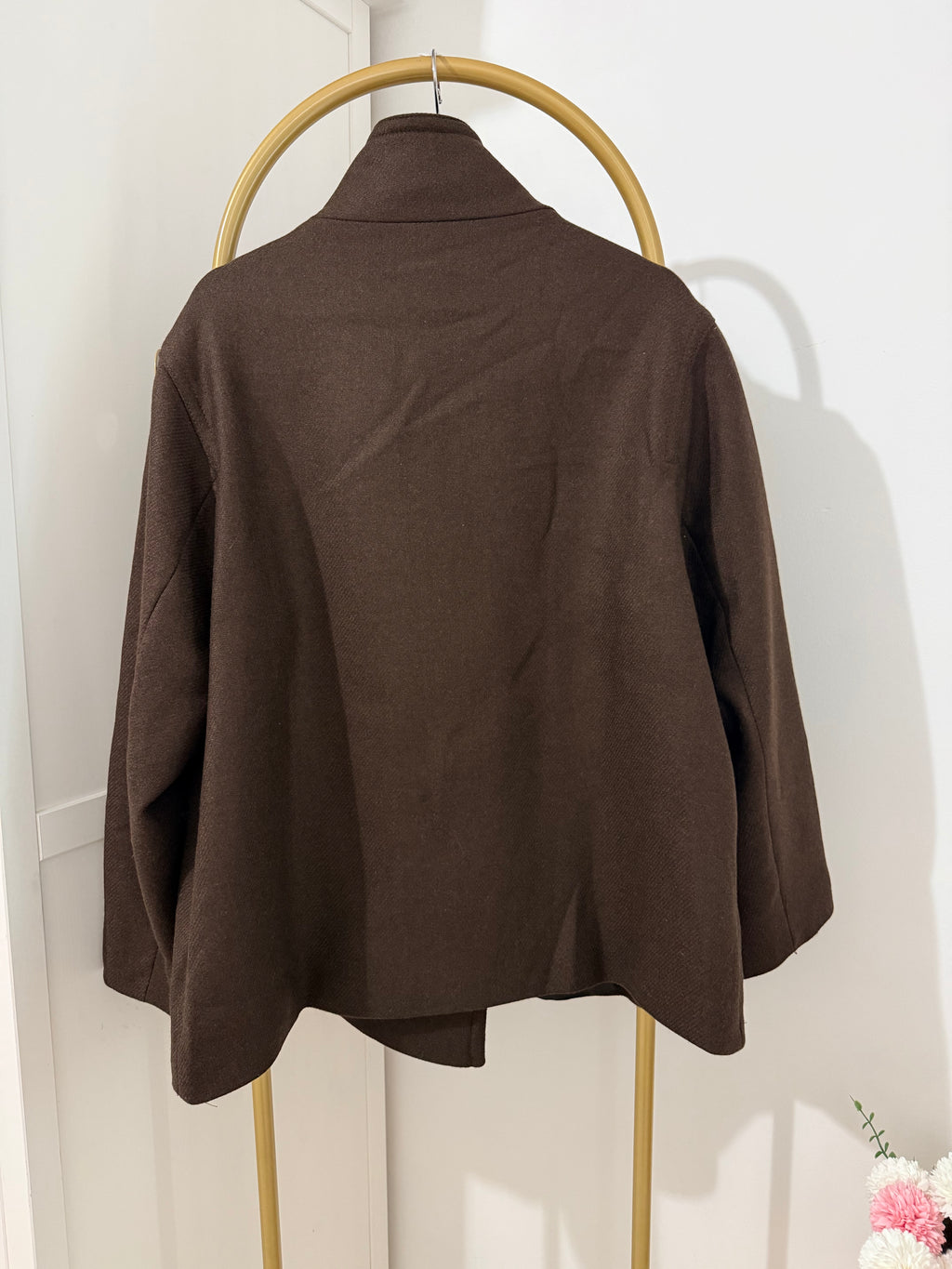     Zara brown wool blend short coat rear view