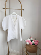 White Short Puff Sleeves Top
