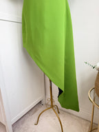 Green short sleeves asymmetrical midi dress