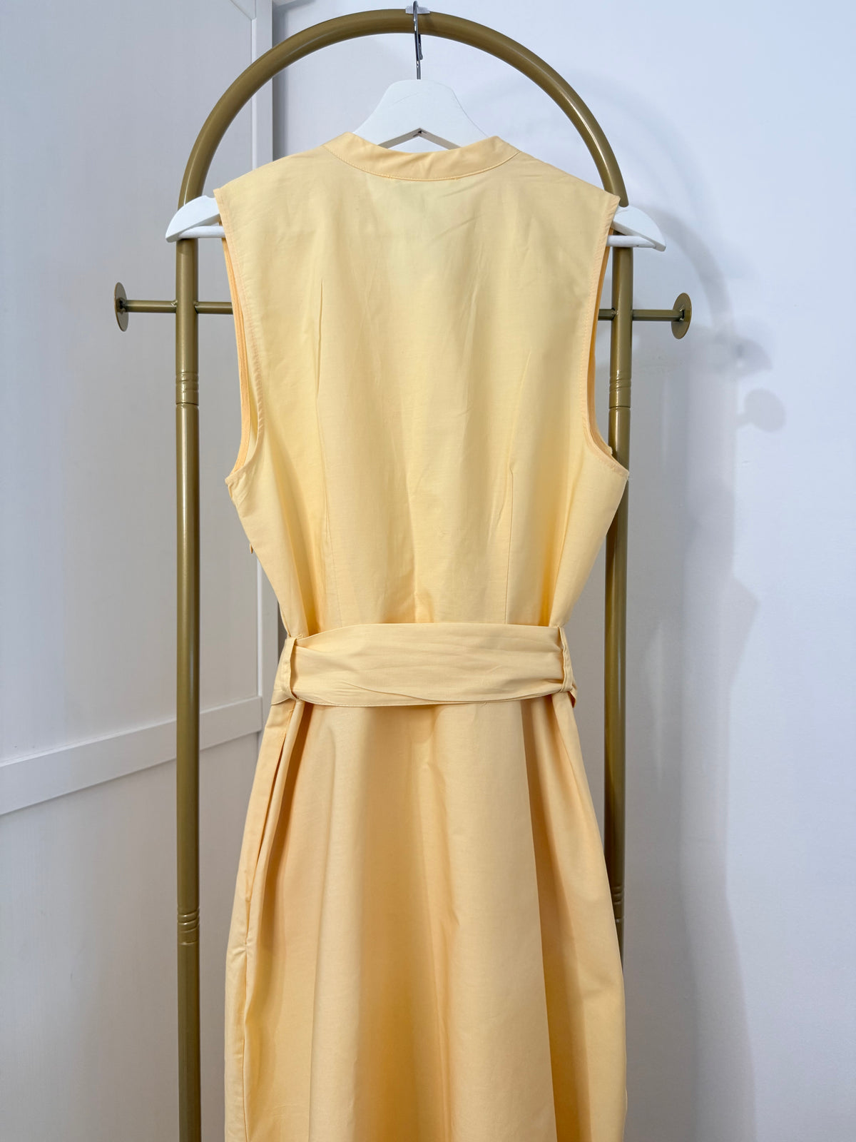 Zara Yellow Sleeveless Poplin Belted Midi Dress 5029/128