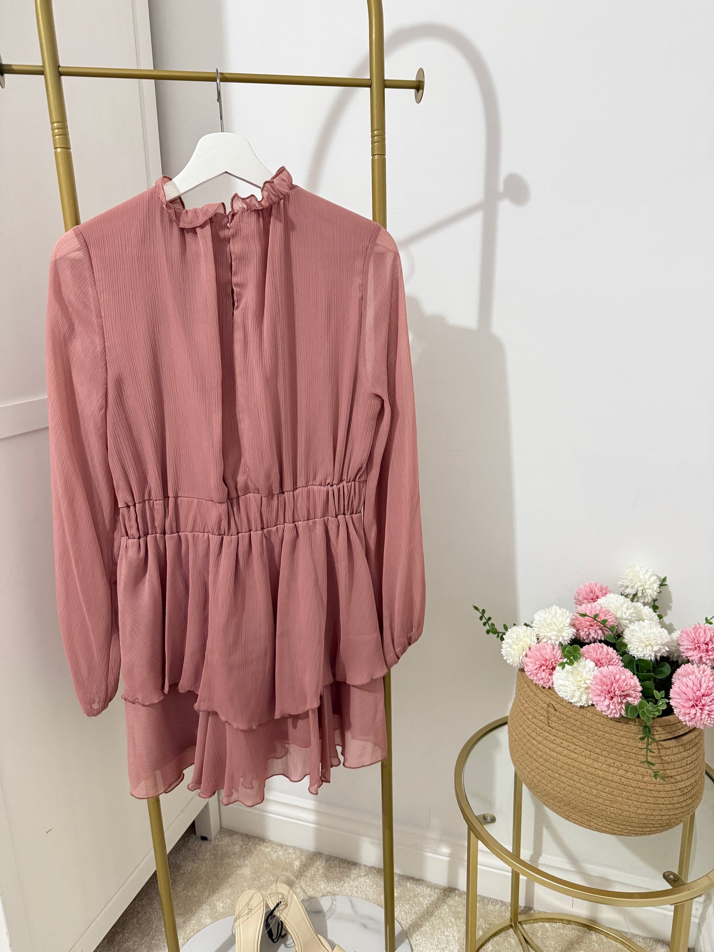 Zara pale pink ruffle mini dress 5029/172