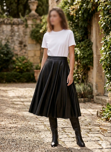 Zara contrast faux leather midi dress
