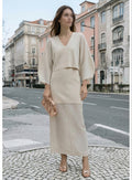 Beige Co Ord Set Top and Skirt