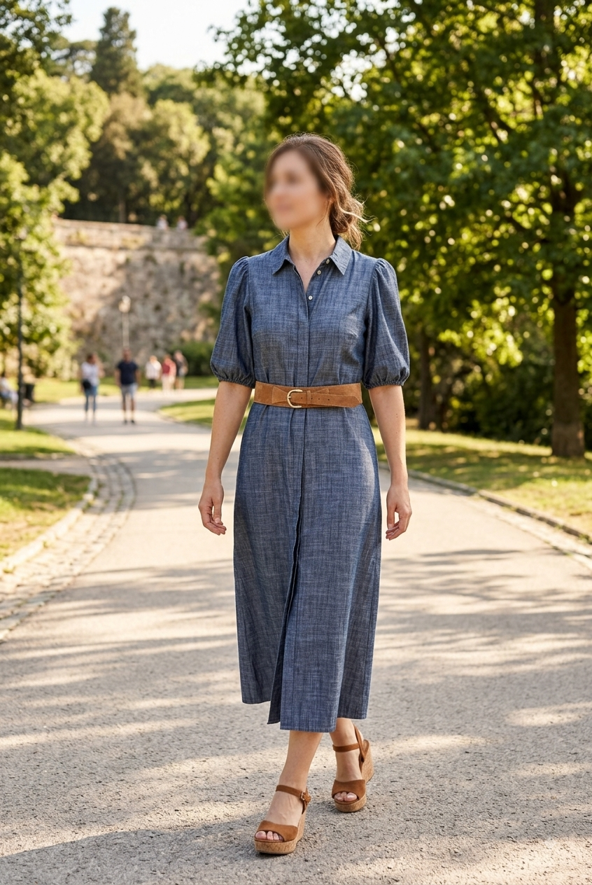 Zara blue short sleeves linen shirt dress 4745/031
