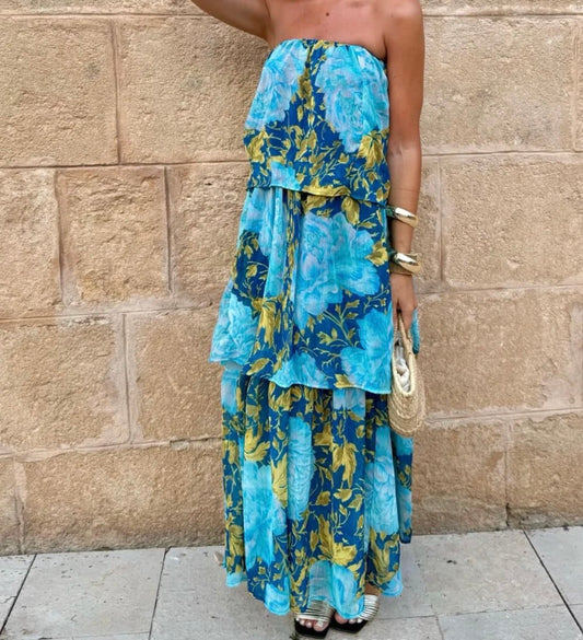 Zara Blue Bandeau maxi dress 3001/119