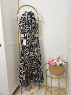 Printed Linen Halter Neck Midi Dress