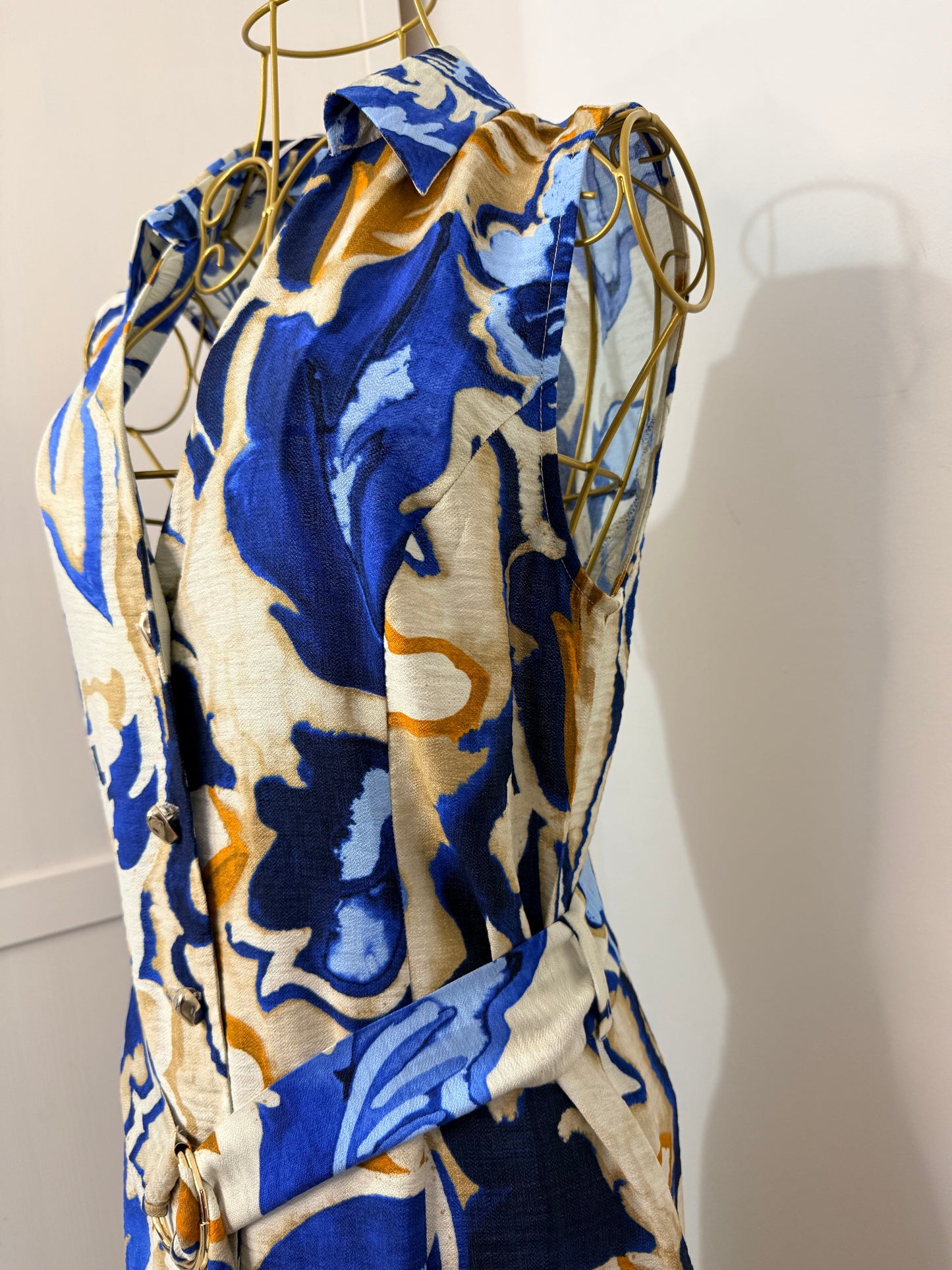 Zara blue printed sleeveless midi dress 2976/241