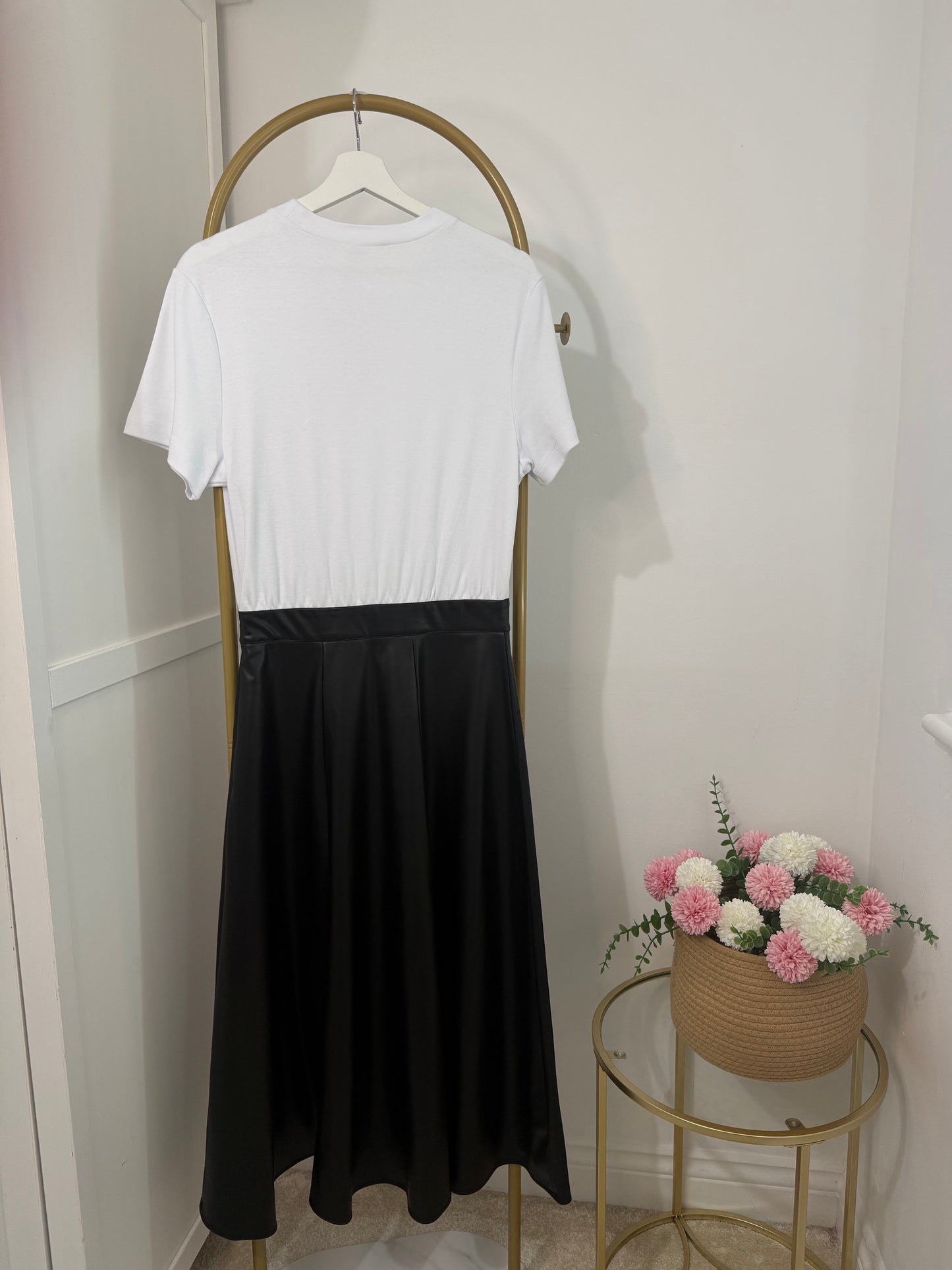 Zara contrast faux leather midi dress