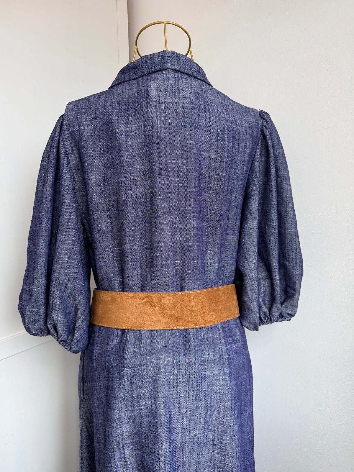 Zara blue short sleeves linen shirt dress 4745/031