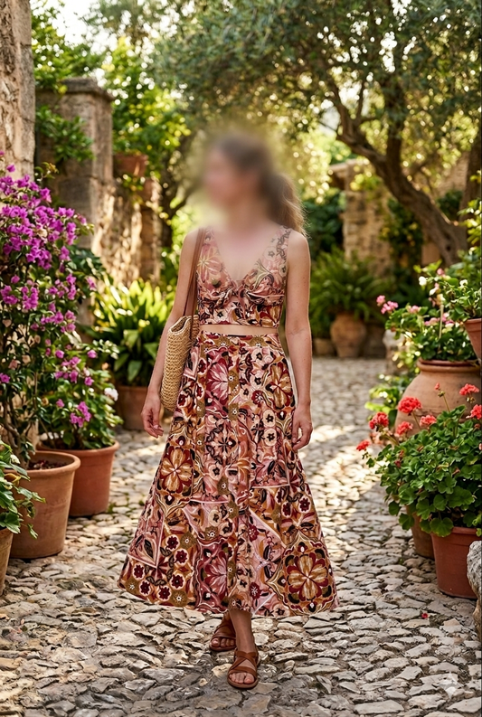 Zara printed top and skirt set