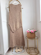     Zara beige knit skirt with asymmetric layered top detail