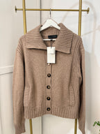     Zara beige button front knit cardigan close-up