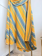 Mustard Striped Asymmetric Midi Dress