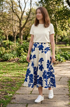 Zara Blue Floral Midi Skirt 8594/049