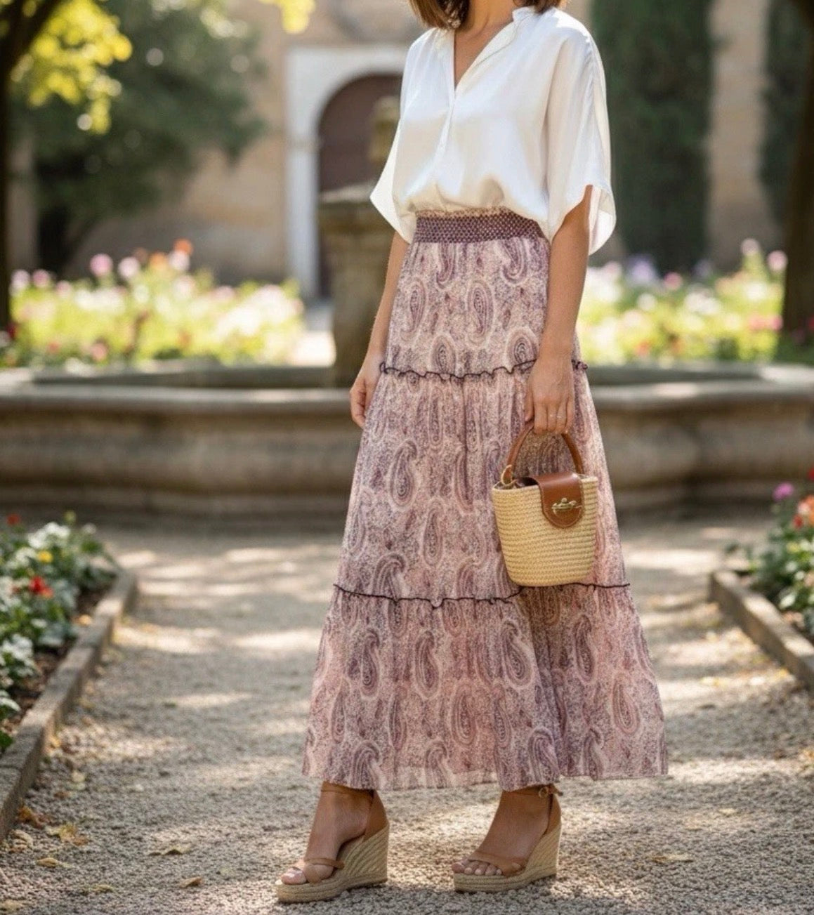 Zara printed midi skirt