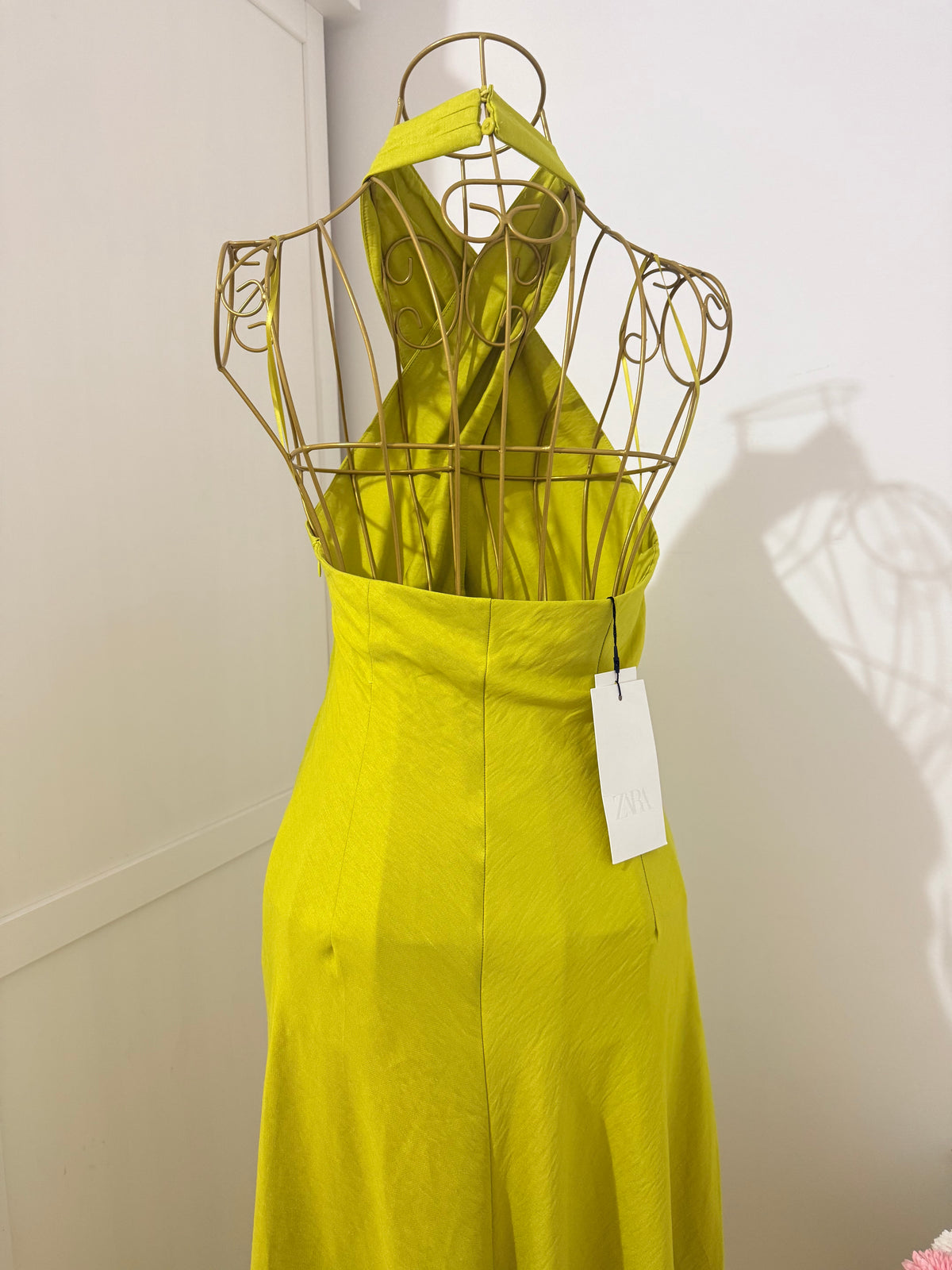 Lime Halter Neck Midi Dress