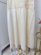 Cream Embroidered Crochet Midi Dress