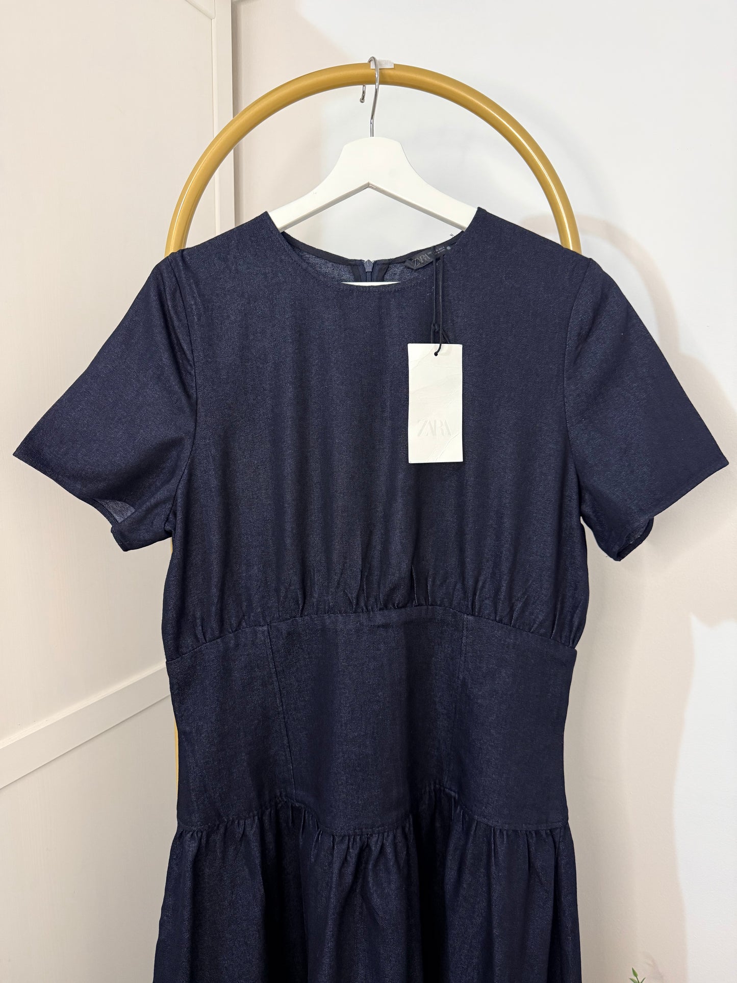Zara blue denim midi dress