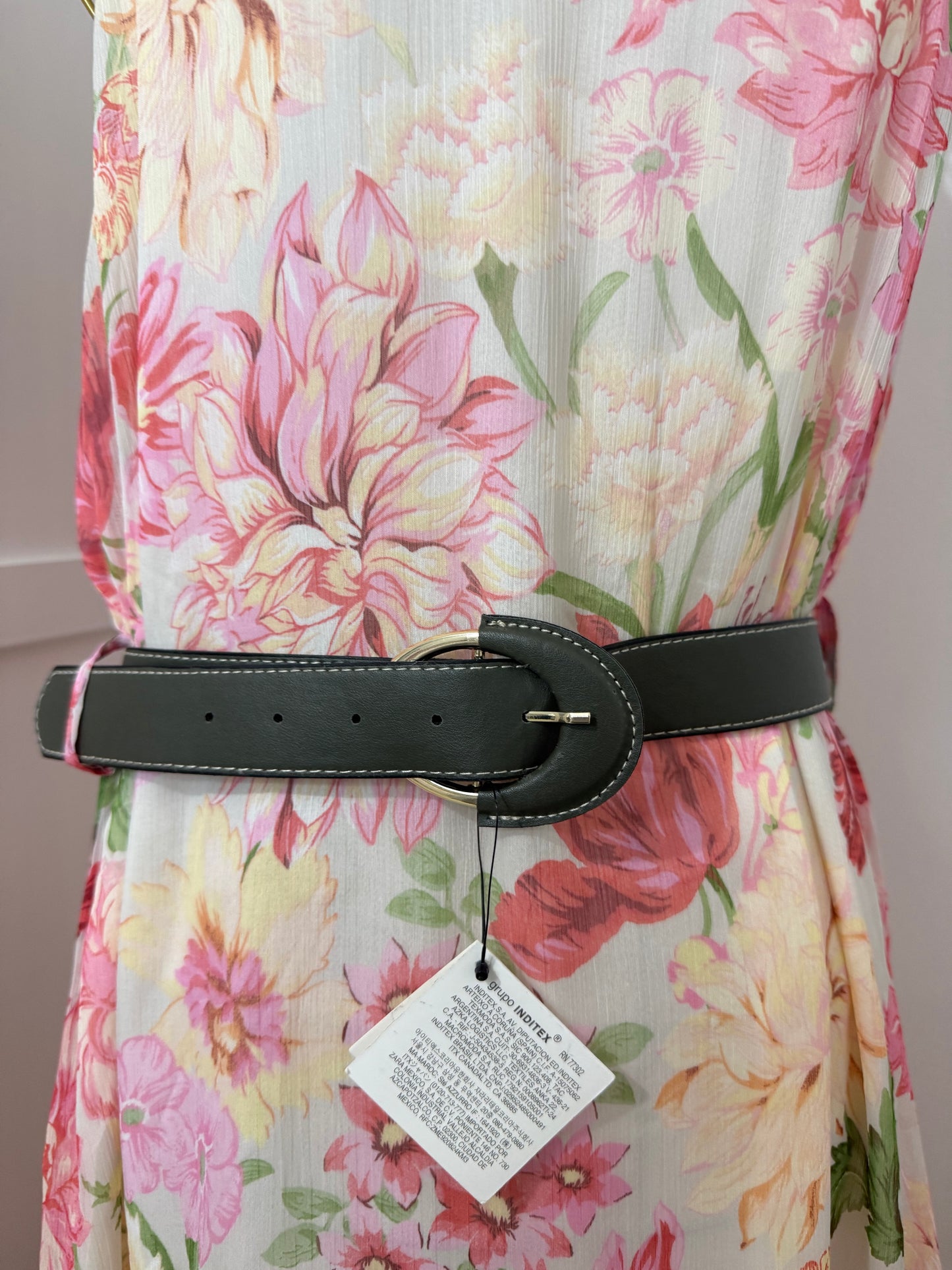 Zara floral belted midi dress 3713/359