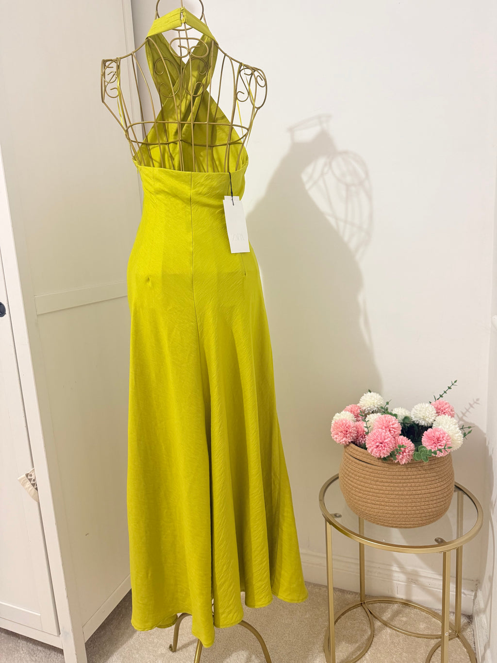 Lime Halter Neck Midi Dress