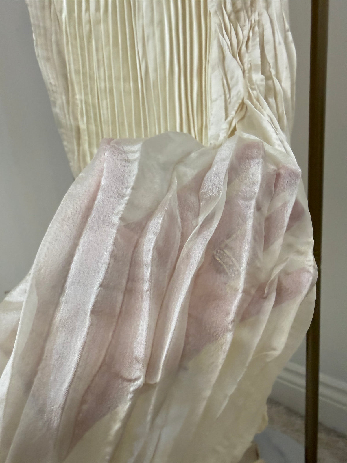 Satin Wrinkle Cream Midi Dress