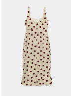 Beige Polka Dot Midi Dress