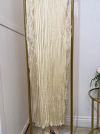 Satin Wrinkle Cream Midi Dress