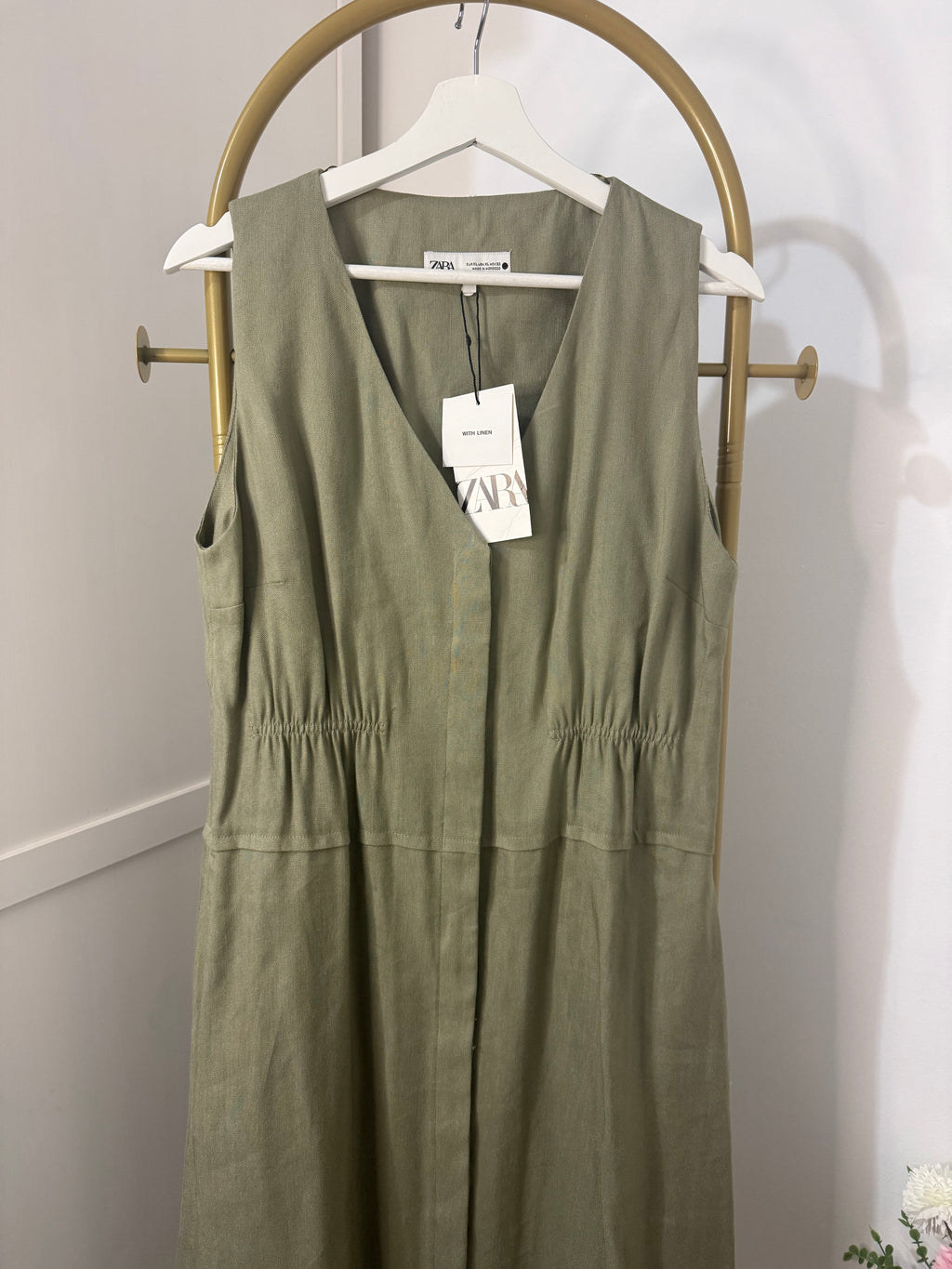 Zara Khaki Shirt Midi Dress 8423/168