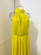 Lime Pleated Sleeveless Midi Dress