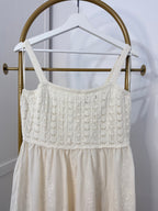 Cream Crochet Embroidered Midi Dress