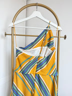 Mustard Striped Asymmetric Midi Dress