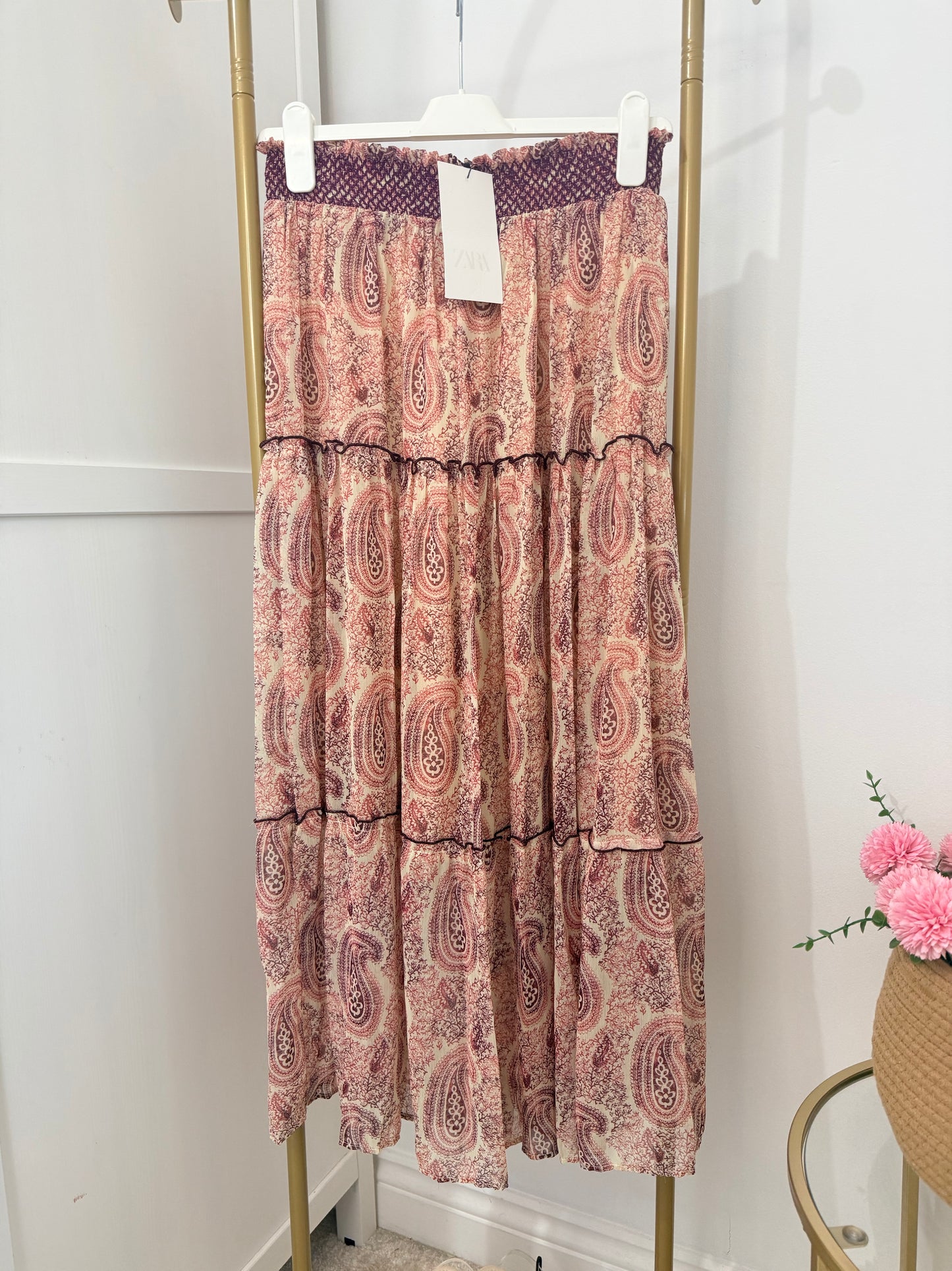Zara printed midi skirt