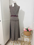     Zara beige tweed midi dress back view
