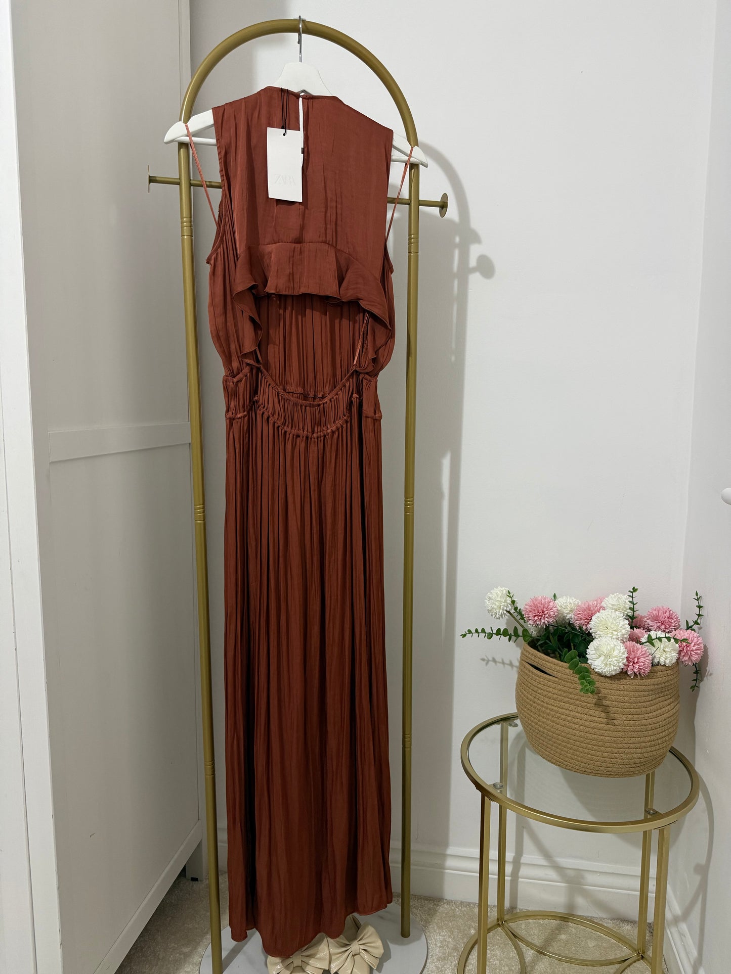 Zara brown satin midi dress