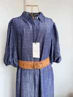 Zara blue short sleeves linen shirt dress 4745/031