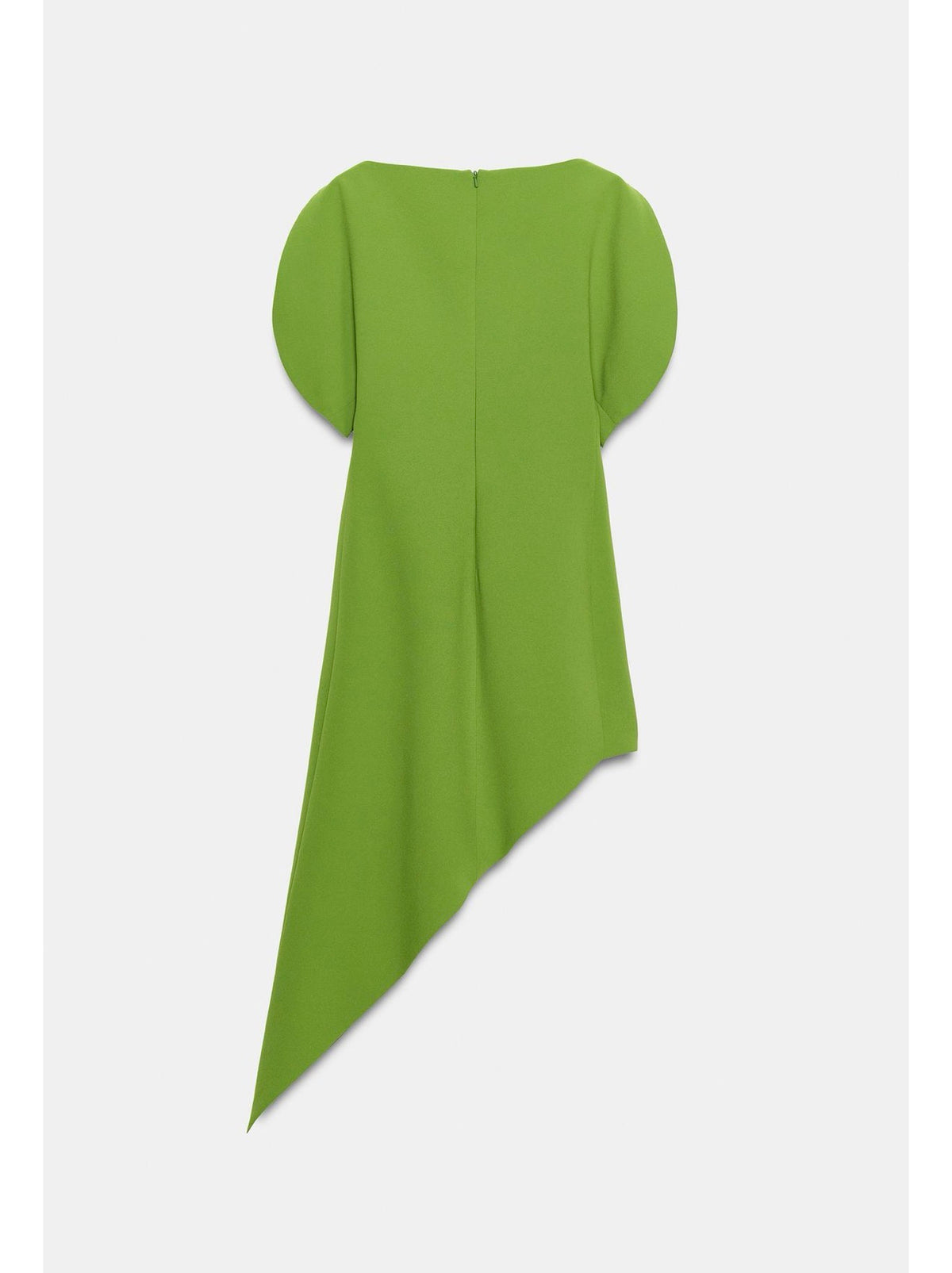 Green short sleeves asymmetrical midi dress