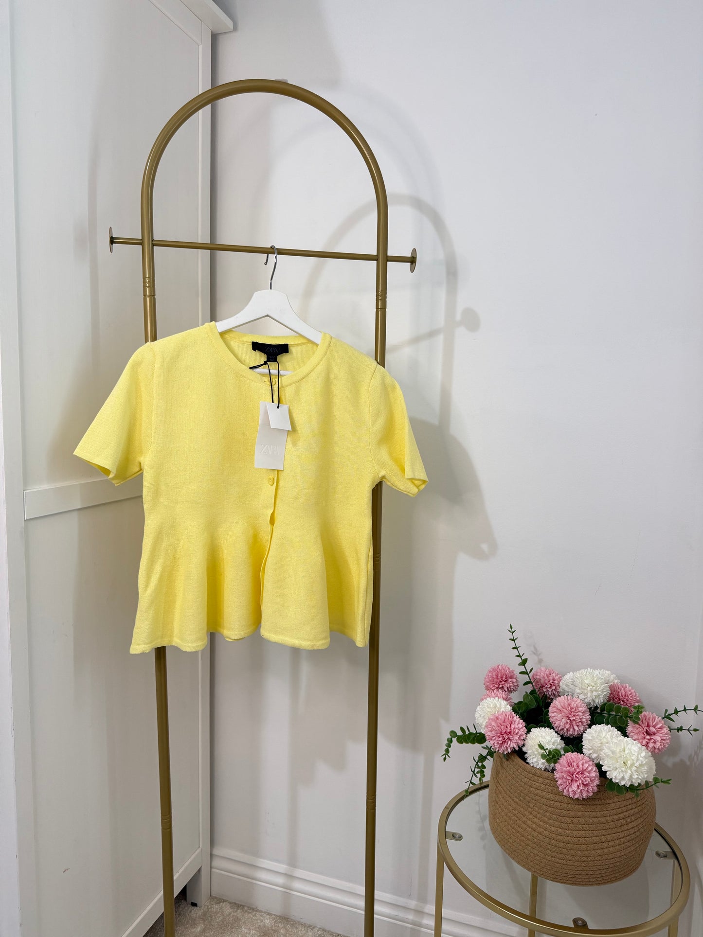 Zara Yellow Peplum Top