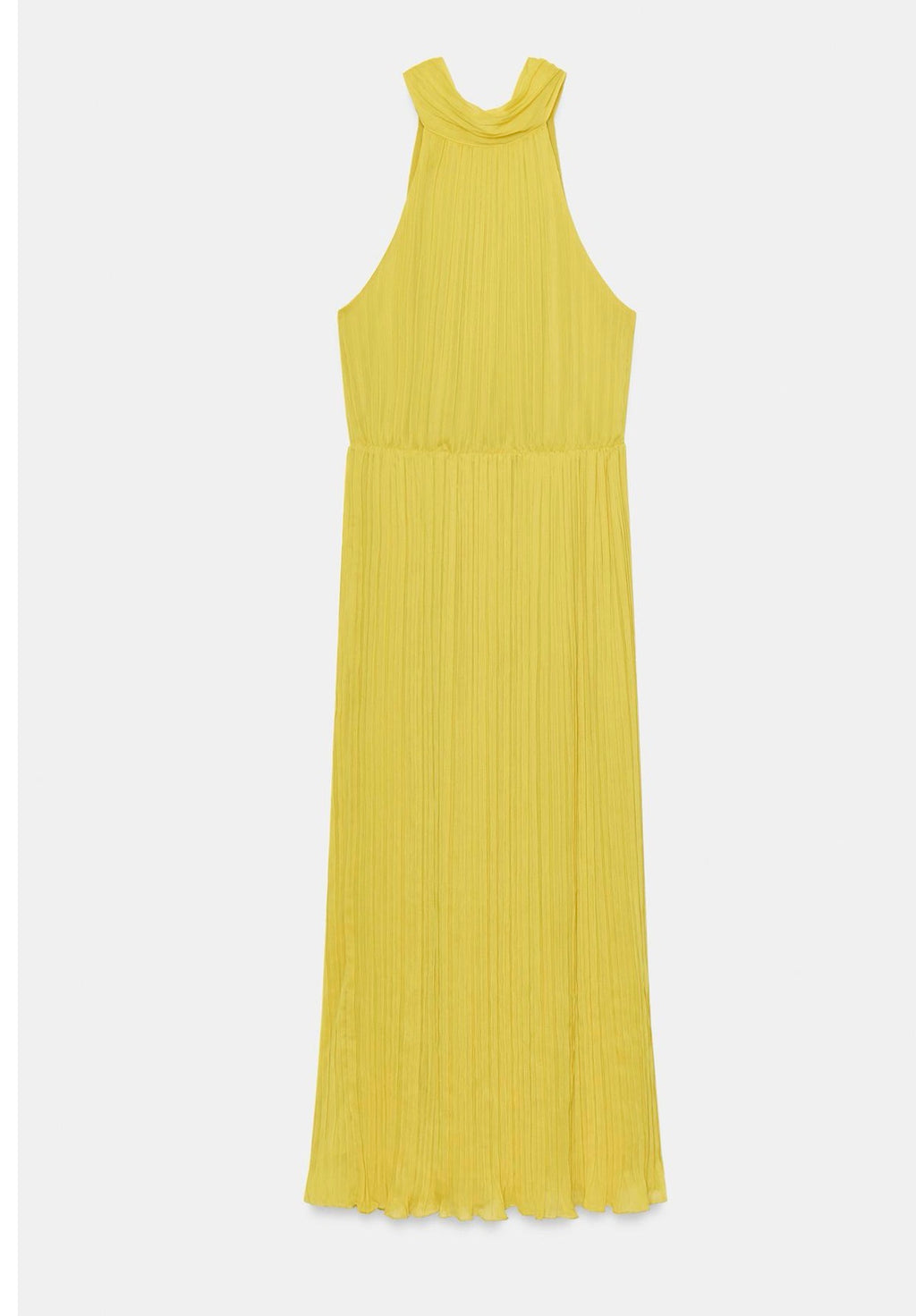 Lime Pleated Sleeveless Midi Dress