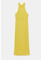 Lime Pleated Sleeveless Midi Dress
