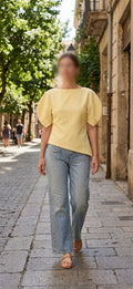 Yellow Short Sleeve Asymmetric Top