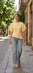 Yellow Short Sleeve Asymmetric Top