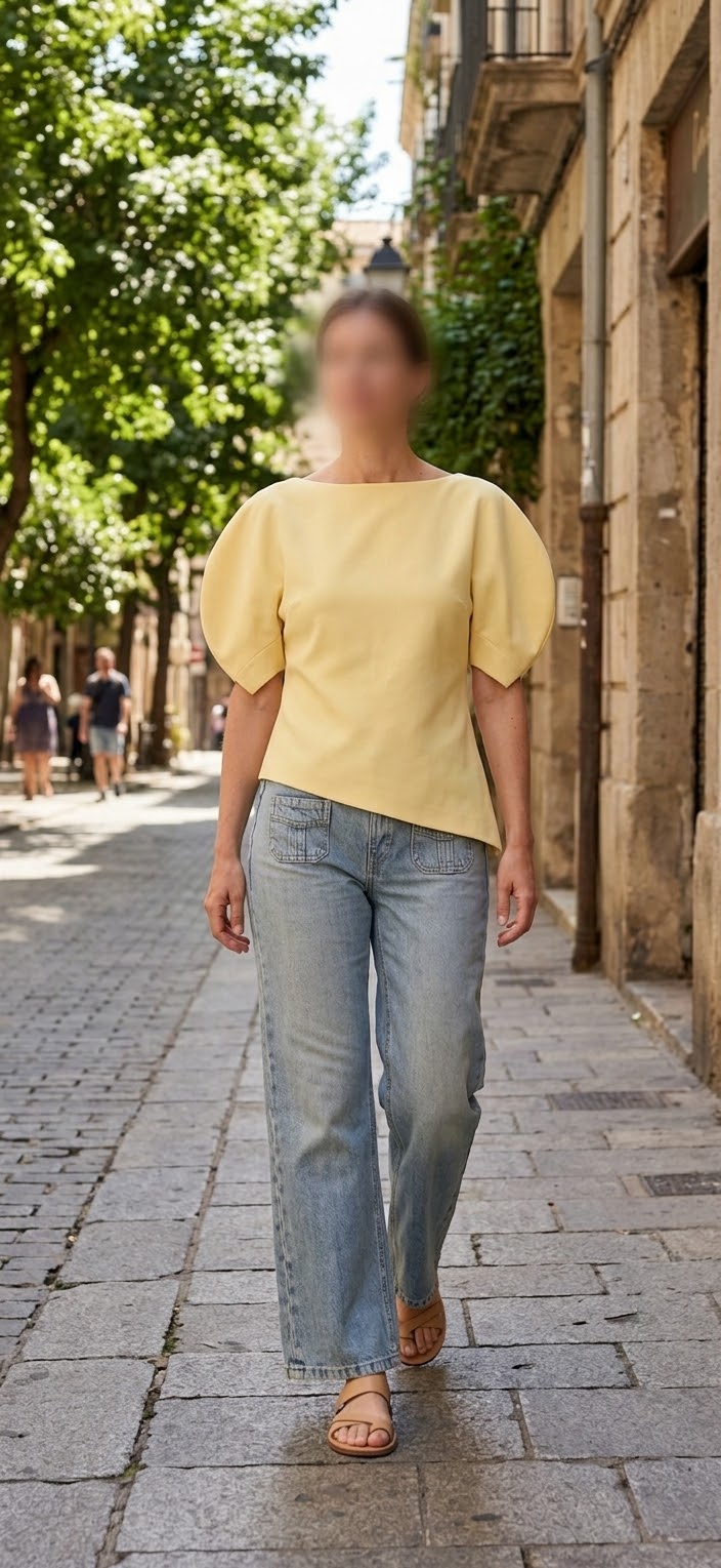Yellow Short Sleeve Asymmetric Top