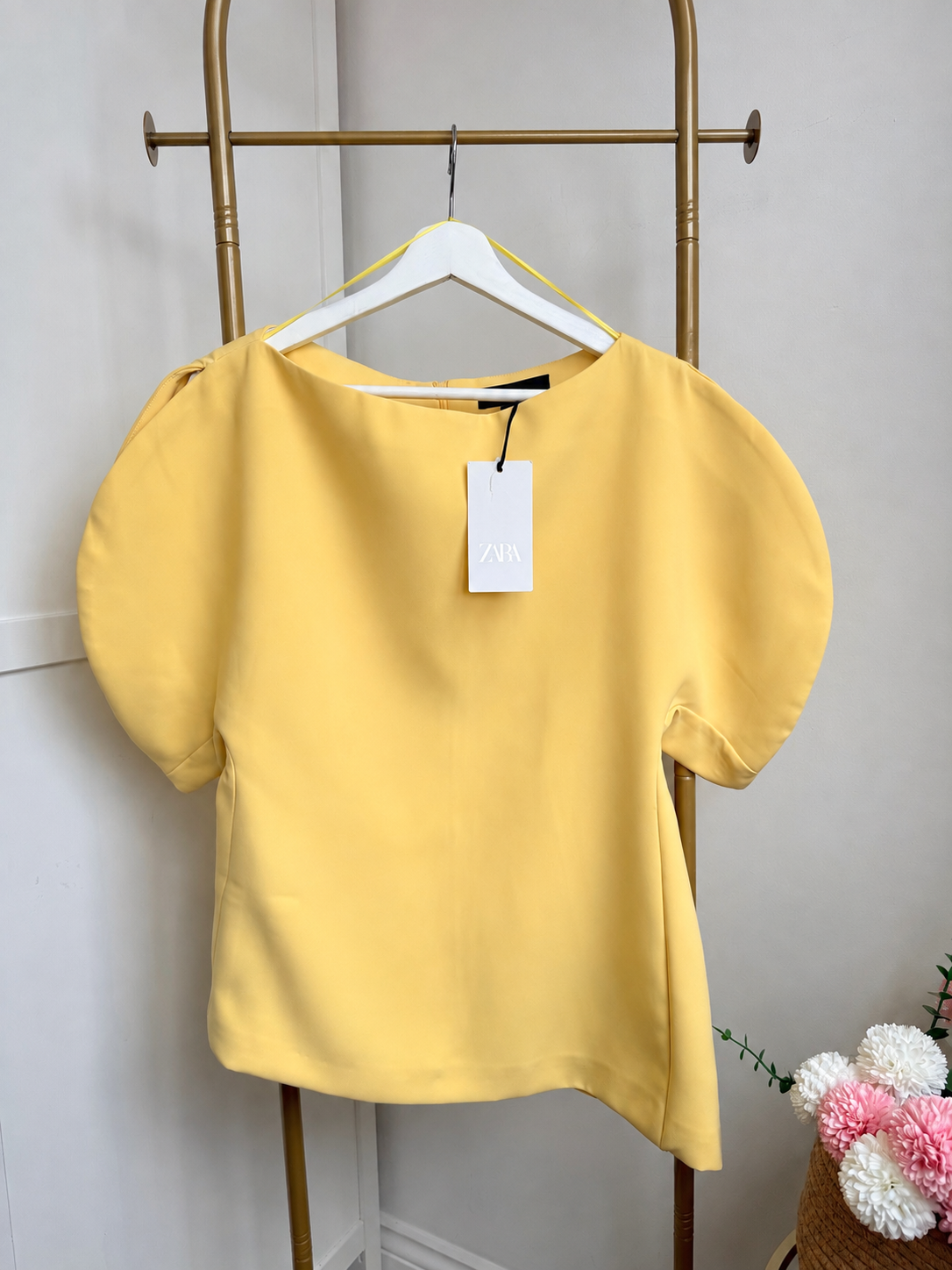 Yellow Short Sleeve Asymmetric Top