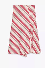 Zara Striped Asymmetric Midi Skirt 4437/243
