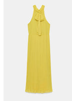 Lime Pleated Sleeveless Midi Dress