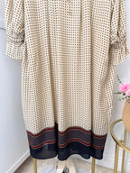 Printed Long Sleeves Midi Dress