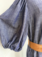 Zara blue short sleeves linen shirt dress 4745/031