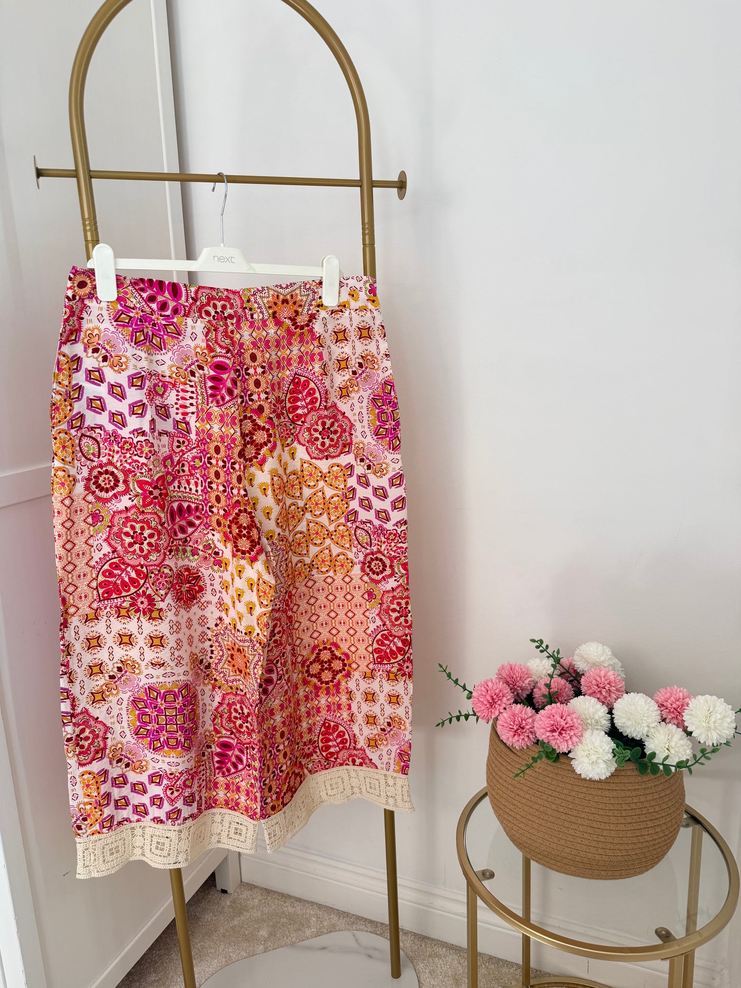 Zara printed crochet cropped trousers