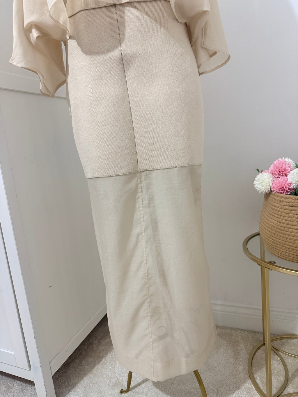Beige Co Ord Set Top and Skirt