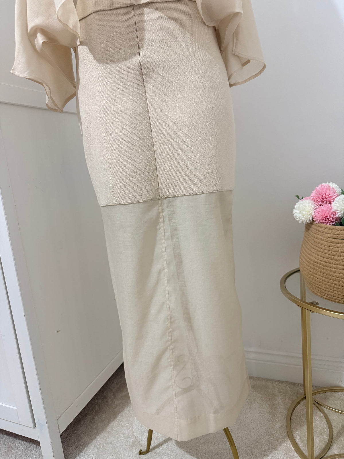 Beige Co Ord Set Top and Skirt